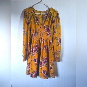 Yellow Floral Dress from Exhilaration-Juniors Large/Women's Medium